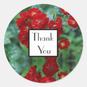 Autocollant de cadeau de mariage Merci Roses Rouge