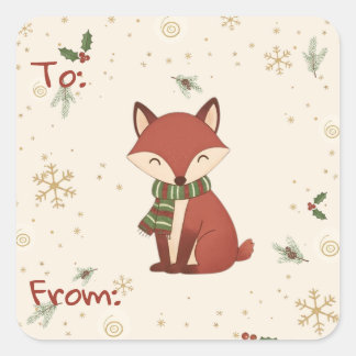 Autocollant de cadeau de Noël d'animal de forêt mo