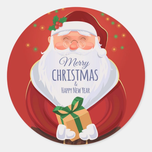 Autocollant de cadeau de Noël du Père Noël (Devant)
