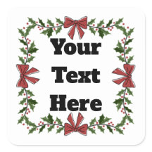Autocollant de cadeau de Noël personnalisé au houx