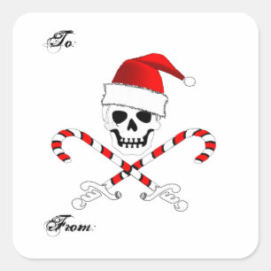 Autocollant de cadeau de pirate de Noël