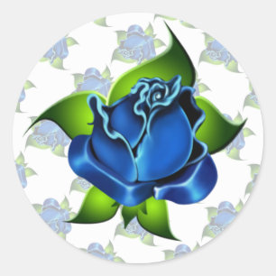 Autocollant de cadeau de rose de bleu