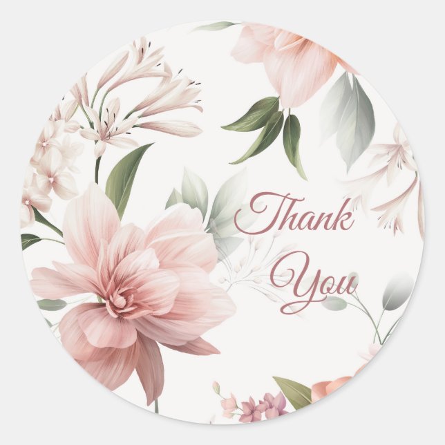 Autocollant de cadeau floral élégant personnalisé (Devant)