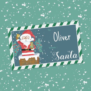 Autocollant de cadeau pour enfant Père Noël dans l