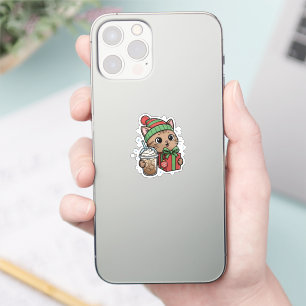 Autocollant de café de chat Kawaii