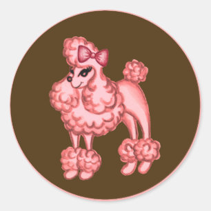 Autocollant de caniche rose