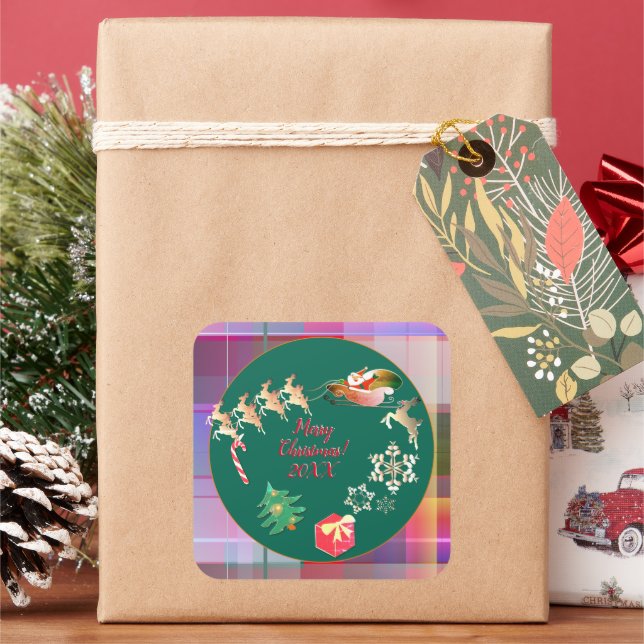 Autocollant de Carré de rennes de Père Noël de Noë (vacances)