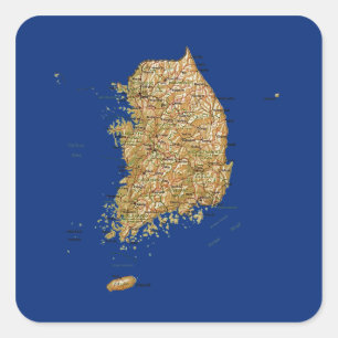 Autocollant de carte de Corée du Sud