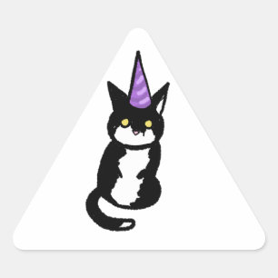 Autocollant de célébration de chat noir et blanc