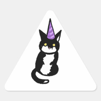 Autocollant de célébration de chat noir et blanc