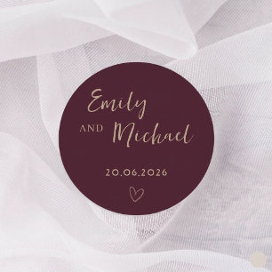 Autocollant de cercle de mariage de Bourgogne Noms