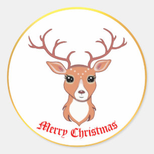 Autocollant de cerf de Noël mignon