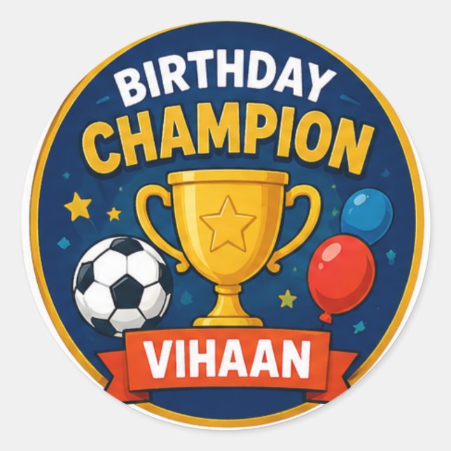 Autocollant de champion d'anniversaire personnalis (Devant)