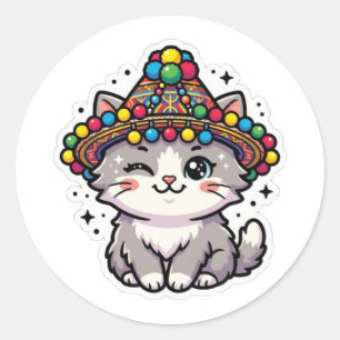 Autocollant de chapeau tissé chat marocain Amazigh