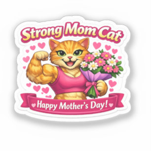 Autocollant de chat de maman forte – Cadeau de fit