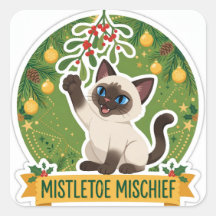 Autocollant de chat de Noël Farce au Gui