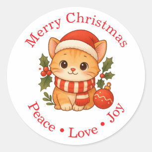 Autocollant de chat de Noël mignon