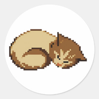 Autocollant de chat en pixels mignon endormi