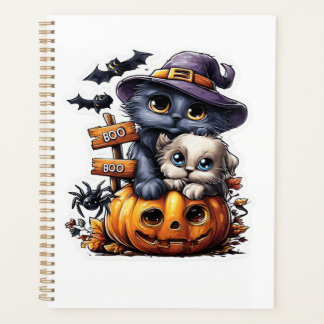 Autocollant de chat Halloween mignon � Chapeau de