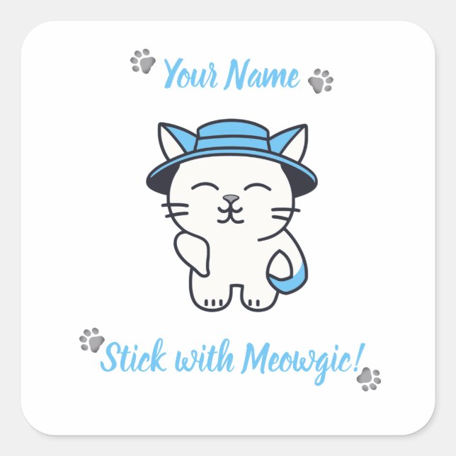 Autocollant de chat mignon personnalisé - Collez a (Devant)
