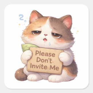 Autocollant de chat 'Ne m'invite pas s'il te plaît