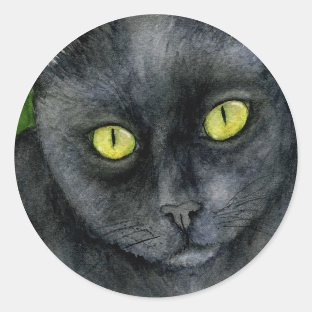 Autocollant de chat noir (Devant)