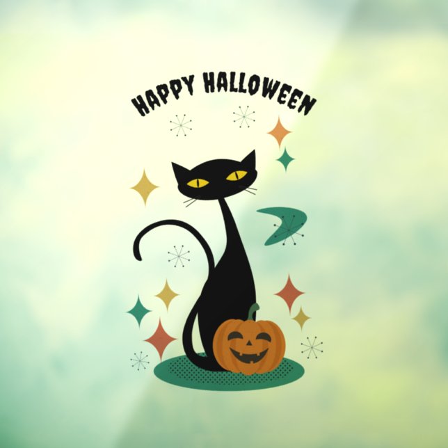 Autocollant de chat noir du milieu du siècle d'Hal (Feuille 3)