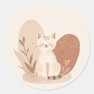 Autocollant de chat rond mignon – Adorable Kitty K