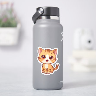 Autocollant de chat tigré orange mignon – Kawaii K