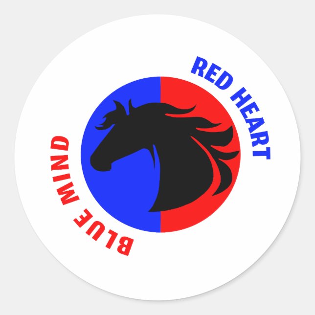 Autocollant de cheval à cœur rouge et esprit bleu (Devant)