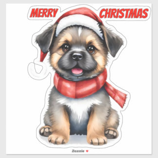 Autocollant de chiot de Noël mignon | "Joyeux Noël