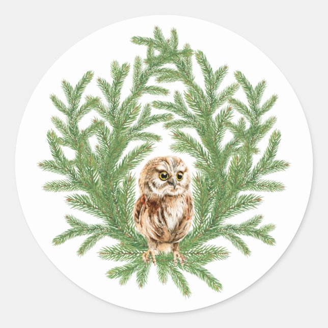 Autocollant de Chouette de Noël (Devant)