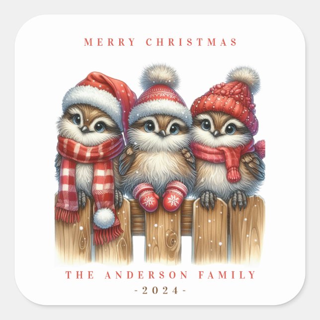 Autocollant de Chouettes de Noël (Devant)