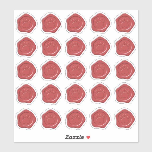 Autocollant de cire de patte de chien rouge (Feuille)