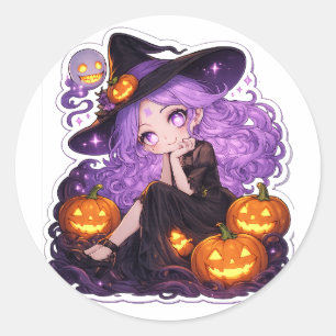 Autocollant de citrouille de sorcière d'Halloween