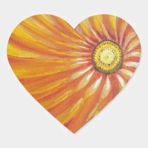 Autocollant de coeur bonjour de fleur de soleil