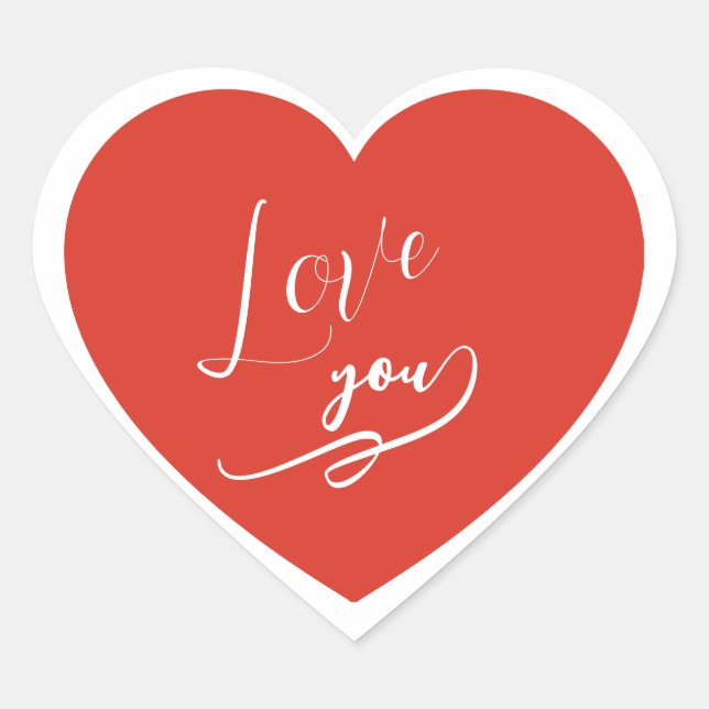 Autocollant de cœur Cute Love You  (Devant)