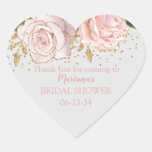 Autocollant de cœur de douche de mariage floral mi
