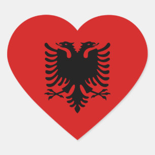 Autocollant de coeur de drapeau de l'Albanie