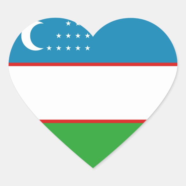 Autocollant de coeur de drapeau de l'Ouzbékistan (Devant)