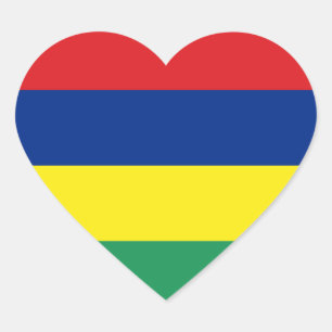 Autocollant de coeur de drapeau des Îles Maurice