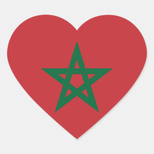Autocollant de coeur de drapeau du Maroc