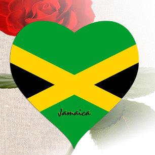 Autocollant de coeur de Jamaïque, Drapeau jamaïcai