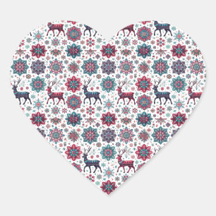 Autocollant de coeur de renne de Noël