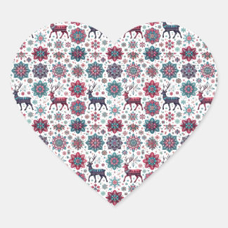 Autocollant de coeur de renne de Noël 