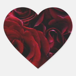 Autocollant de coeur de roses rouges