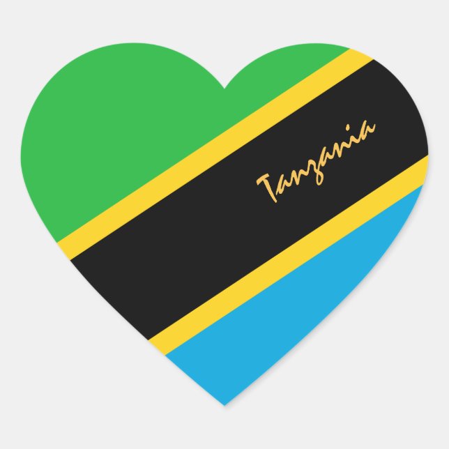 Autocollant de cœur de Tanzanie, drapeau patriotiq (Devant)