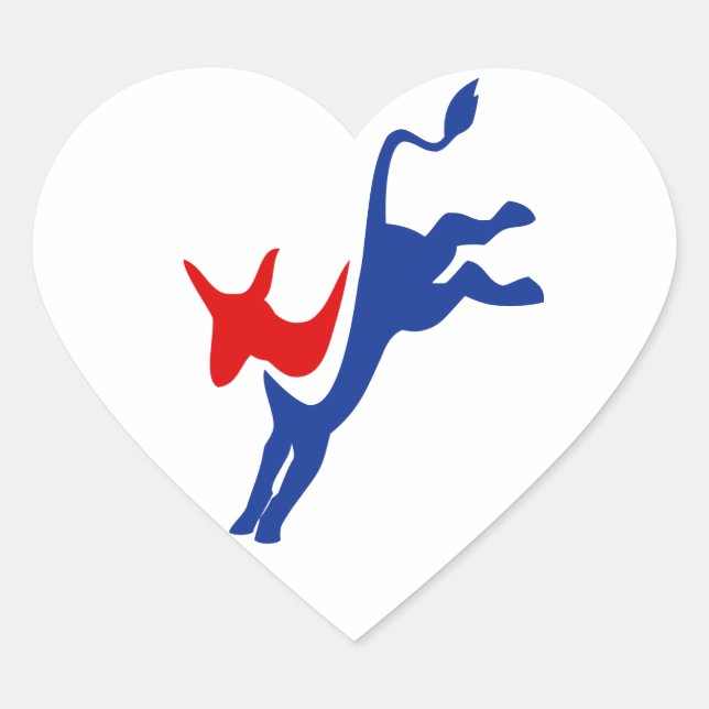 Autocollant de coeur démocrate Donkey (Devant)