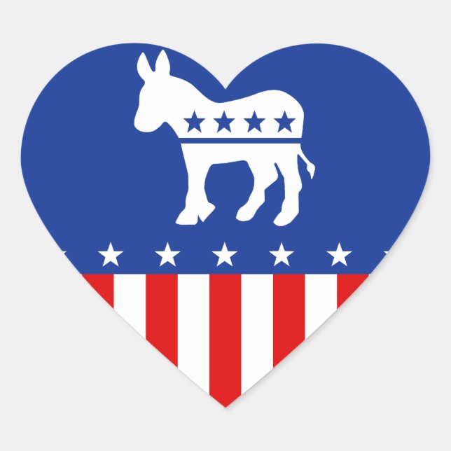 Autocollant de coeur démocrate Donkey (Devant)