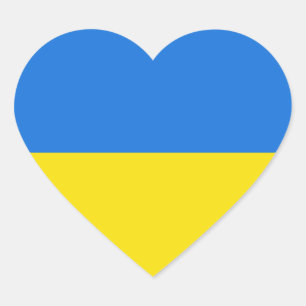 Autocollant de coeur du drapeau ukrainien